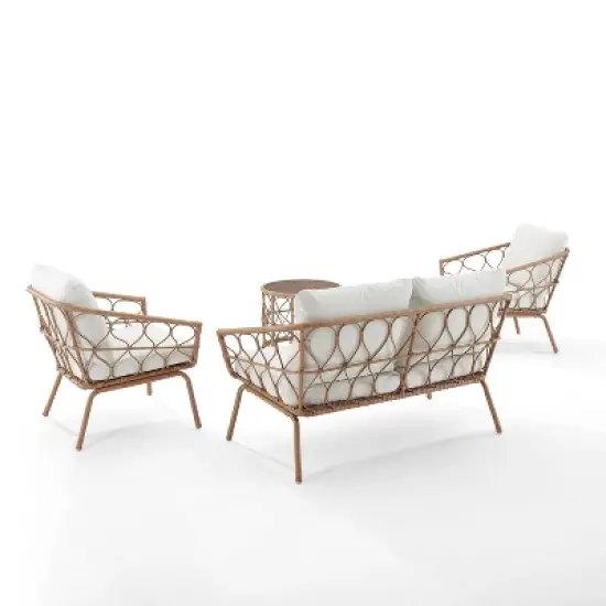 Juniper 4pc Outdoor Wicker Conversation Set - Cream/Natural -Crosley image {6}