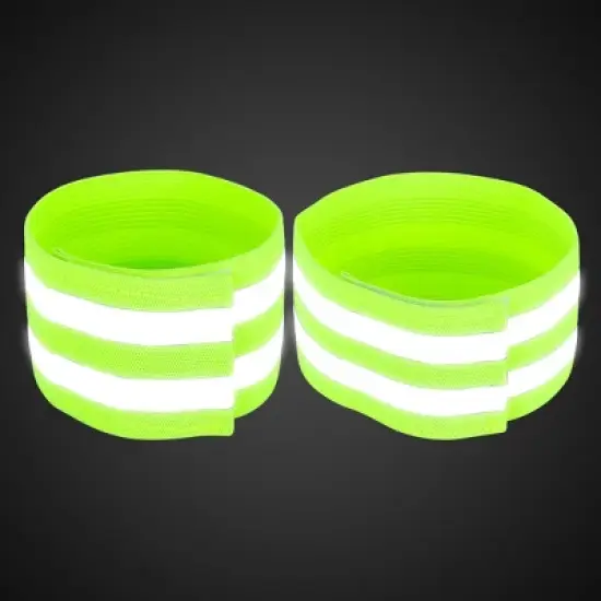 Unique Bargains Reflective Bands for Wrist Ankle Reflective Wristbands Slaps High Visibility Night Riding Reflector Tape Straps Bracelet Green 4 Pcs image {2}
