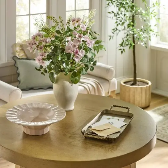 Ceramic Hand Molded Pedestal Bowl Pink - Threshold&trade; designed with Studio McGee image {1}