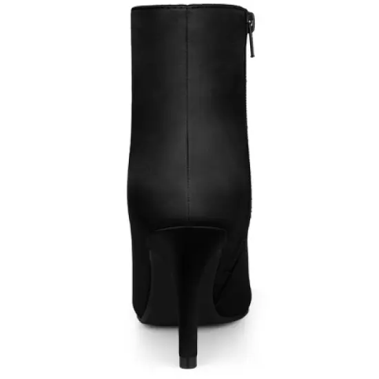 Allegra K Women's Pointed Toe Detachable Buckle Decor Stiletto Heel Ankle Boots image {3}