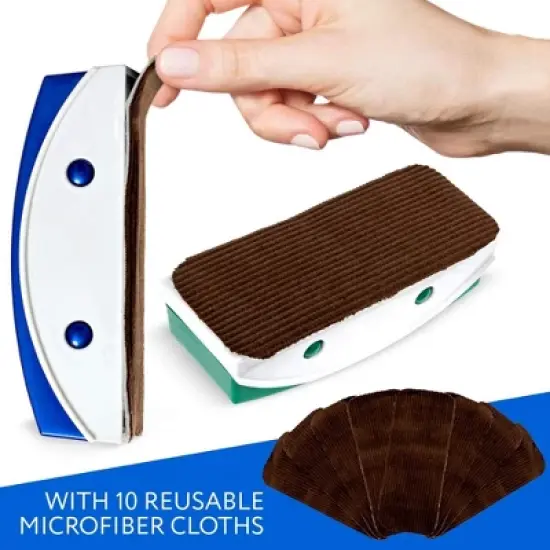 Impresa 2 Pack Magnetic Whiteboard Eraser for Use with Glass Dry Erase Boards - Includes10 Replaceable Cleaning Cloths image {3}