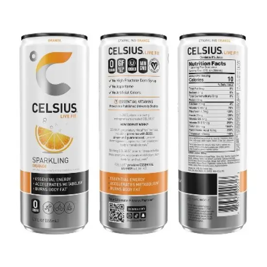CELSIUS Sparkling Orange Functional Energy Drink - 12 fl oz Can image {1}