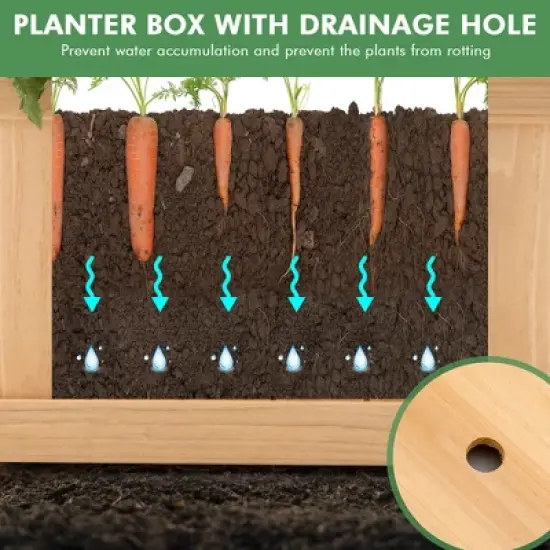 Tangkula Outdoor Wooden Planter Box Folding Raised Garden Plant Container w/ Drainage Hole image {6}