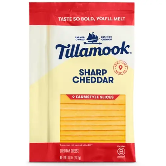 Tillamook Farmstyle Sharp Cheddar Cheese Slices - 8oz/9 slices image {9}