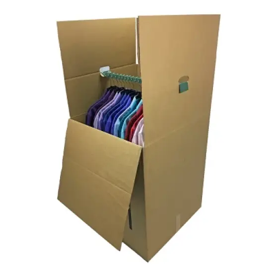 UBMOVE Pack of 3 Space Savers Shorty Wardrobe Moving Boxes With Hanging Bar 20" x 20" x 34" image {6}