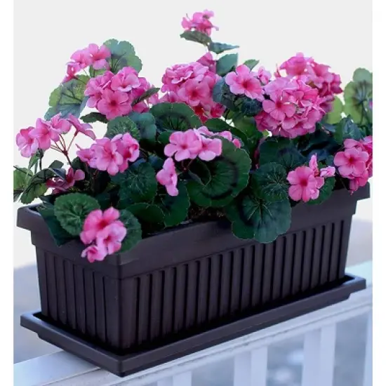 HC Companies VNP30000E21 29.5 x 6.75 x 6.38 Inch Outdoor Fluted Plastic Venetian Flower Box for Flowers, Vegetables, or Succulents, Chocolate (2 Pack) image {2}