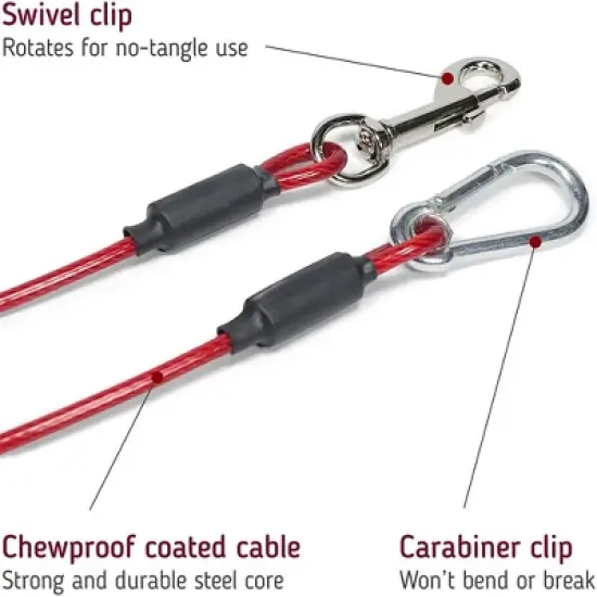 Leashboss 5ft Dog Tether Tie Out Cable, Classic Red image {2}