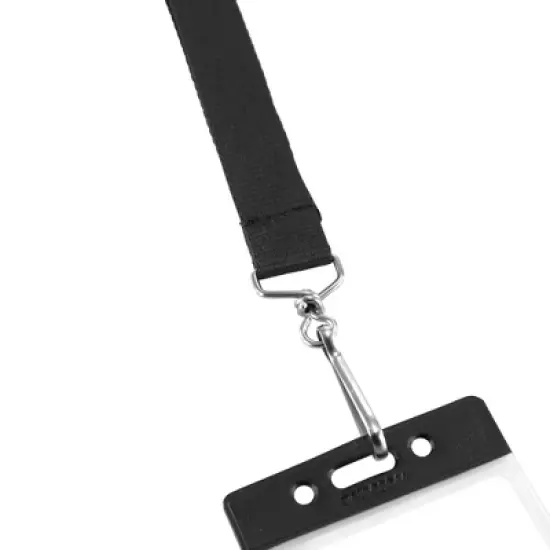 SICURIX Recycled PET Lanyard, Flat Style, J Hook, Black, Pack of 12 image {3}