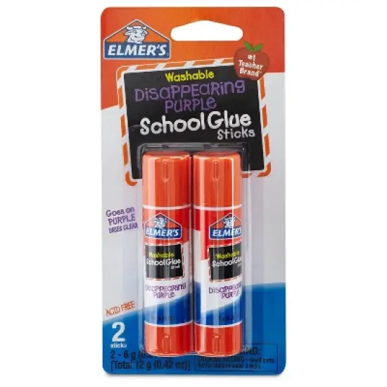 Elmer's 2pk Washable School Glue Sticks - Disappearing Purple image {6}