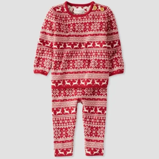 Little Planet by Carter&rsquo;s Baby 2pc Fair Isle Top and Bottom Set - White/Red image {4}