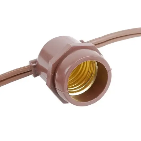 Novelty Lights 100 Feet Heavy Duty Light Strings and Sets with 50 In-Line E26 Sockets, Brown Wire PVC Stringer, 24" Spacing, Non-Connectable image {11}