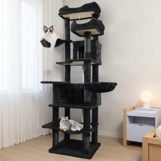 KTMBDW Cat Tree for Large Cats Adult, 68" Cat Tower with 2 Door Condo House, Cat Shelves with Scratching Posts and Large Top Perch image {7}
