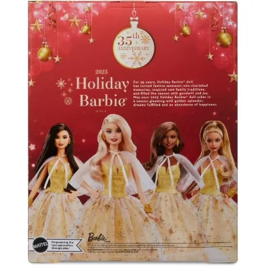 Barbie 13" Signature 2023 Holiday Collector Doll with Golden Gown and Blonde Hair image {2}