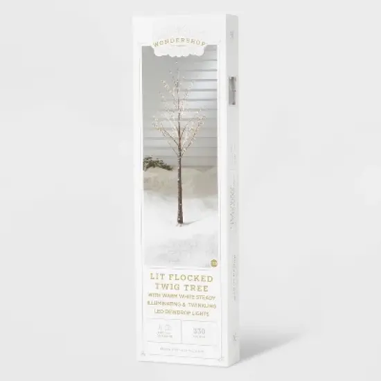 6ft LED Dew Drop Brown Flocked Twig Tree LED Christmas Novelty Sculpture Light Warm White - Wondershop&trade; image {1}