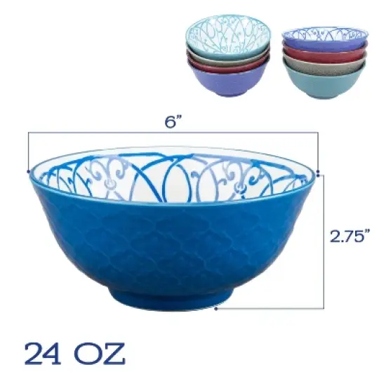 BIA Cordon Bleu Set of 8 6" Gallic Rail Bowls with Jichimu Wood Chopsticks image {10}