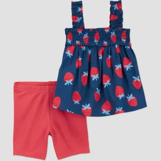 Carter's Just One You&reg; Baby Girls' Strawberries Top & Bottom Set - Blue/Red image {3}