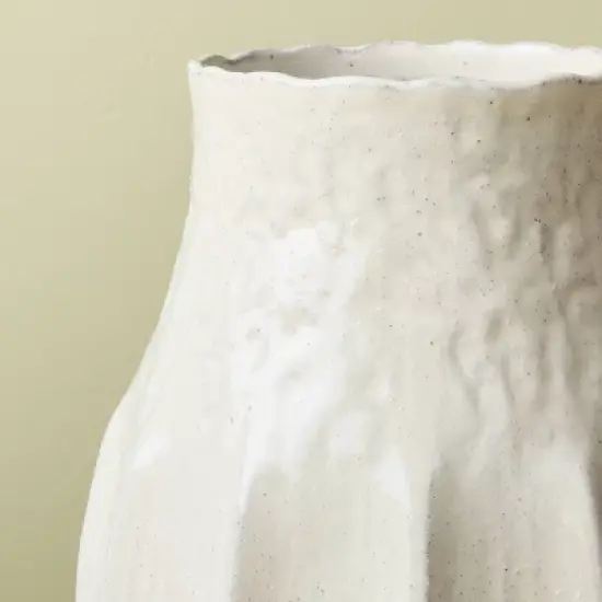 12" Pleated Ceramic Vase Sour Cream - Hearth & Hand&trade; with Magnolia image {3}