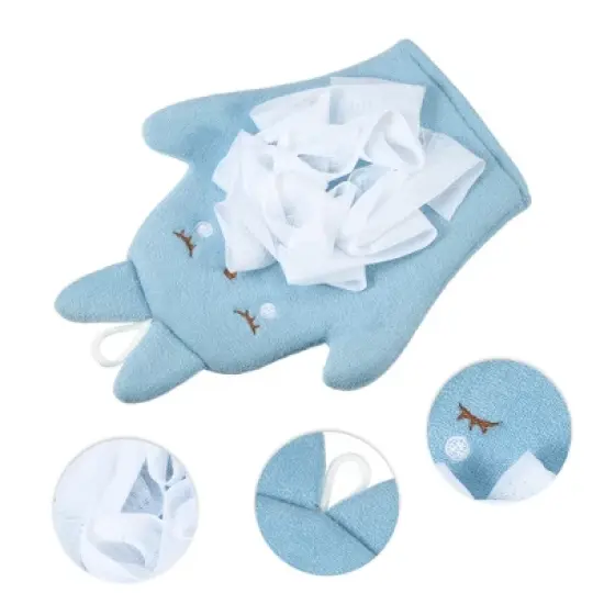 Unique Bargains Double Side Cartoon Shower Gloves for Bathroom 9.65"x7.28" 1 Pc image {2}