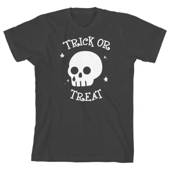 Kids Halloween Crying Skull Trick Or Treat Youth Charcoal Short Sleeve Crew Neck Tee image {4}