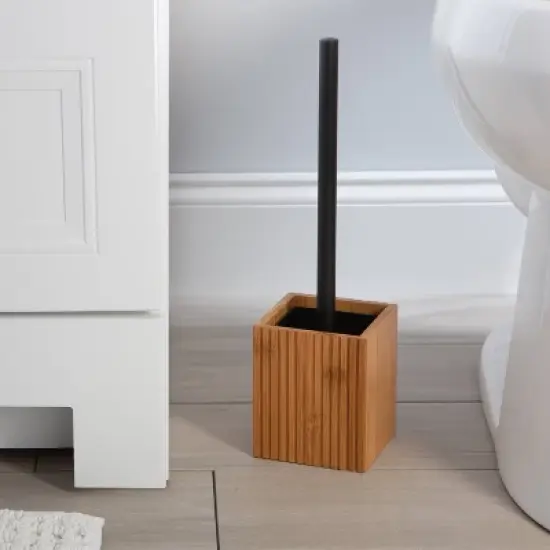 Oslo Bamboo Toilet Brush Holder Brown - Bath Bliss image {1}