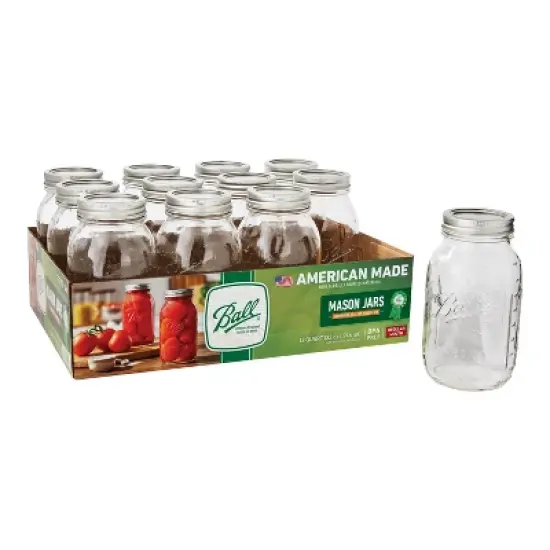 Ball 32oz 12pk Glass Regular Mouth Mason Jar with Lid and Band image {7}