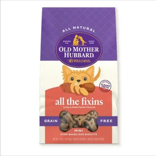 Old Mother Hubbard by Wellness Grain Free  All The Fixins' Biscuits Mini oven Oven Baked with Turkey and Sweet Potato Dog Treats &ndash; 16oz image {8}