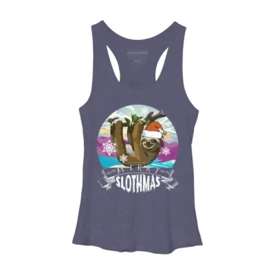 Women's Design By Humans Merry Slothmas - Funny Christmas Pajama for Sloth Lovers&Acirc; By TELO213 Racerback Tank Top image {4}