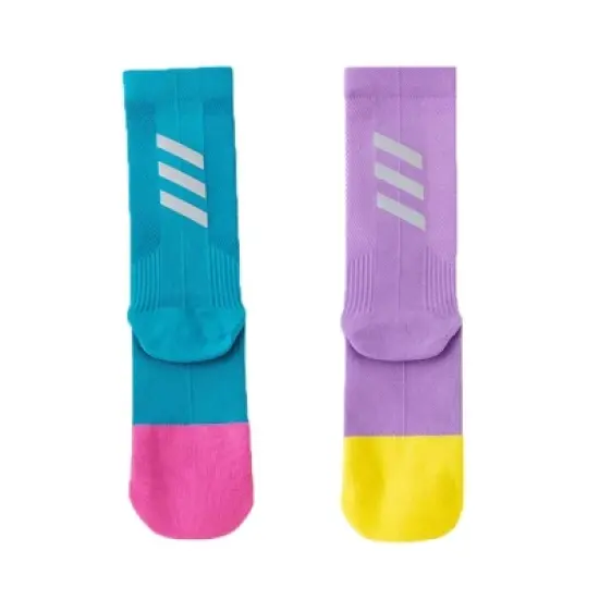 Anna-Kaci Unisex Athletic Crew Socks Two-Pack with Colorblock Design and Arch Compression Support image {8}