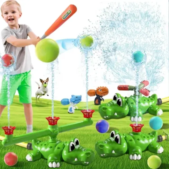 TITQWOP 4-in-1 Water Sprinkler Baseball Toy for Kids &ndash; 360&deg; Rotating Spray & Tee Ball Game &ndash; Outdoor Summer Backyard Fun for Boys & Girls image {6}