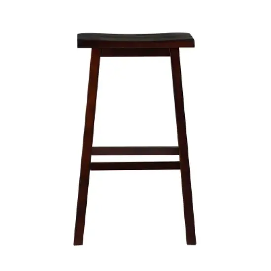 30" Saddle Barstool Wood Brown - Linon image {2}