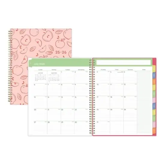 Blue Sky 8.5"x11" 2025-2026 Weekly/Monthly Wirebound Teacher Lesson Planner Printed Apple Sketch, Teacher Supplies image {3}