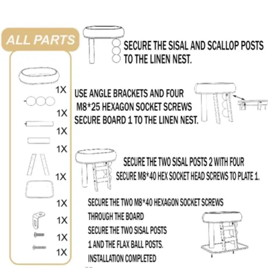 Indoor cat climbing frame, cat tree tower, cat house activity center furniture with grab poles, climbing ladder image {5}