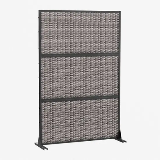 PexFix 72 in. H x 47 in. W Outdoor Metal Rattan Crossover Black Screen Garden Fence Brick Pattern Wall image {7}