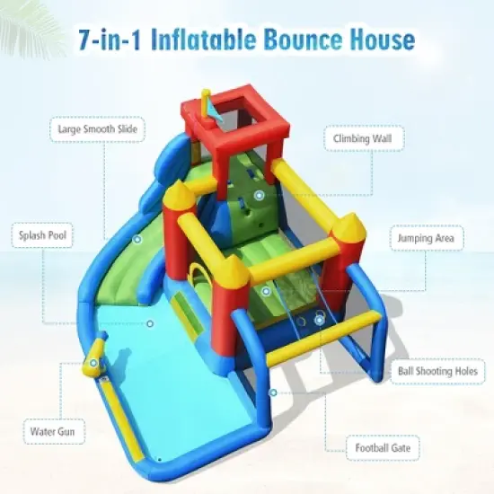 Costway Inflatable Bouncer Water Slide Bounce House Splash Pool without Blower image {7}