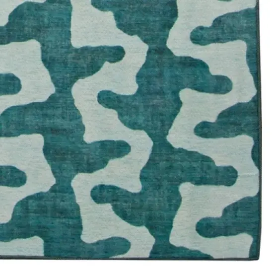 Odessa Washable Outdoor Rug Aqua/Green - Linon image {2}