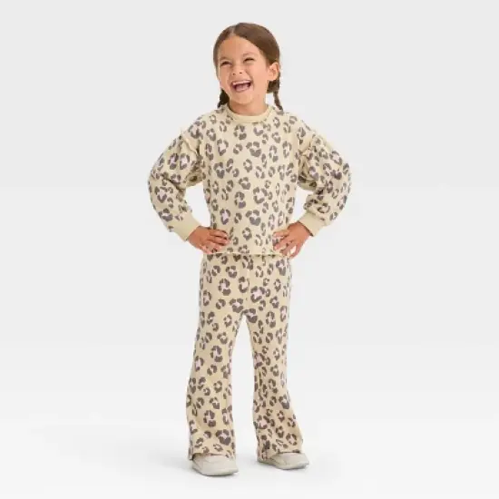 Grayson Mini Toddler Girls' Leopard French Terry Flare Pants image {2}