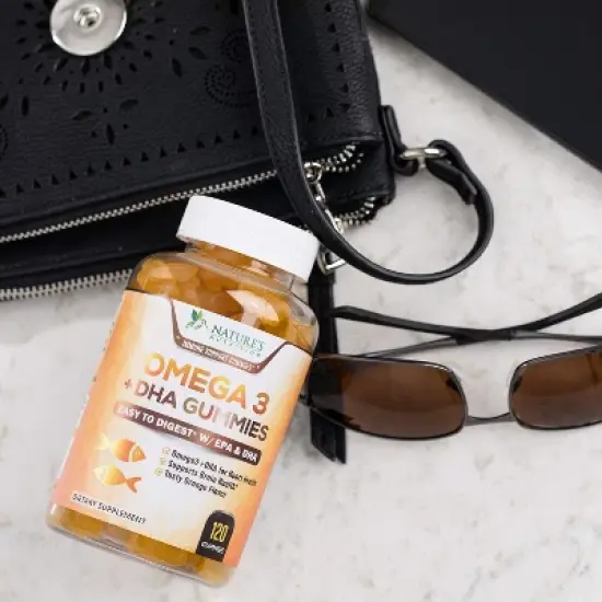 Omega 3 Fish Oil Gummies, Heart Healthy Omega 3 Gummy Supplement - DHA & EPA, Extra Strength Joint & Brain Support, 120 Gummies By Nature's Nutrition image {8}