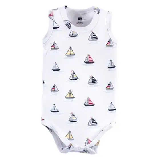 Hudson Baby Infant Boy Cotton Sleeveless Bodysuits 5pk, Captain image {2}