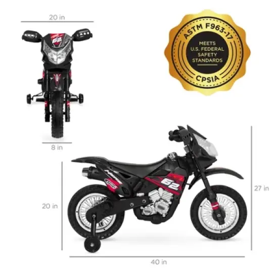 Best Choice Products 6V Kids Electric Battery Powered Ride On Motorcycle w/ Training Wheels, Lights, Music image {6}