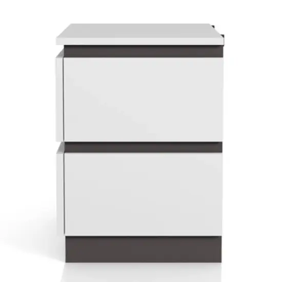 3pc Queen Pape Modern Bed with 2 Nightstands White/Metallic Gray - miBasics: Contemporary Furniture Set image {16}