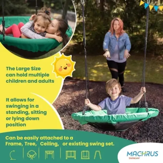 Machrus Swingan 37.5 IN Super Fun Nest Swing With Adjustable Ropes - Solid Fabric Seat Design image {2}