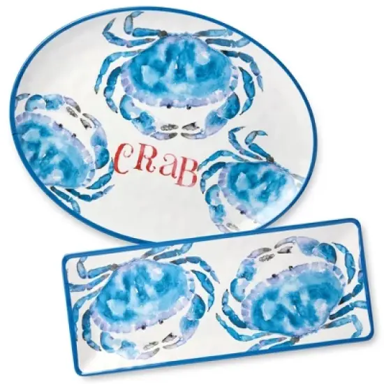 Certified International 2pc Beach House Crab Melamine Platter Set image {5}