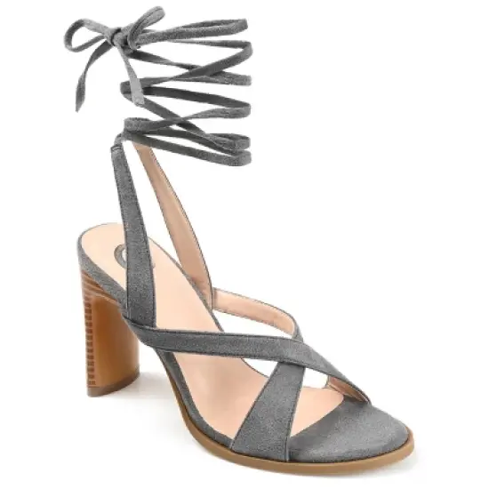 Journee Collection Womens Adalee Ankle Wrap Stacked Heel Sandals image {11}