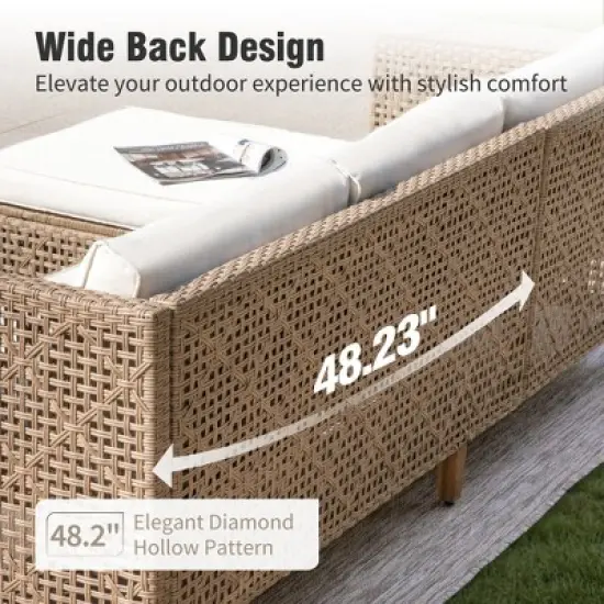 Captiva Designs 3pc Outdoor Patio Bohemian Wicker Conversation Set with Coffee Table image {3}