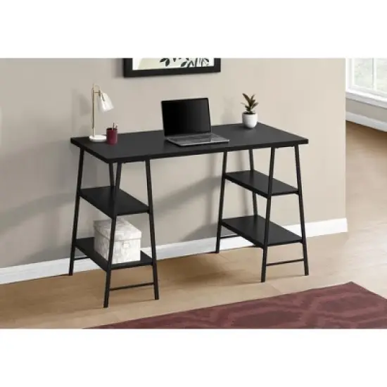 Sapphtopaz Home Office Desks 47.25" Contemporary Computer Desk with Open Storage Shelf Metal Frame Gaming Desk Office Desk for Home Office image {6}