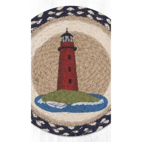 Earth Rugs Red Lighthouse Printed Round Trivet &ndash; 10" Coastal Kitchen Accent image {2}