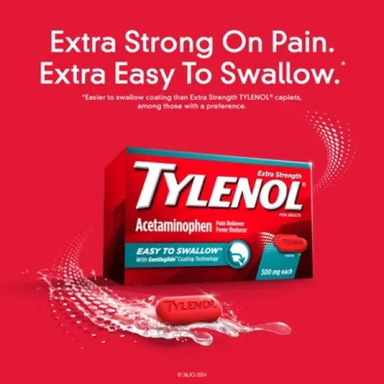 Tylenol Extra Strength Acetaminophen - Easy to Swallow Pain Reliever Caplets - 24 ct image {2}