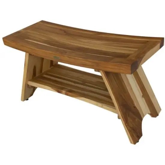 EcoDecors&reg; Serenity&reg; 35" Teak Wood Shower Bench with Shelf in EarthyTeak Finish image {4}