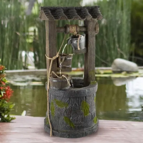 Nature Spring 4-Tier Wishing Well Outdoor Fountain With Cascading Waterfall - 32.5" image {1}