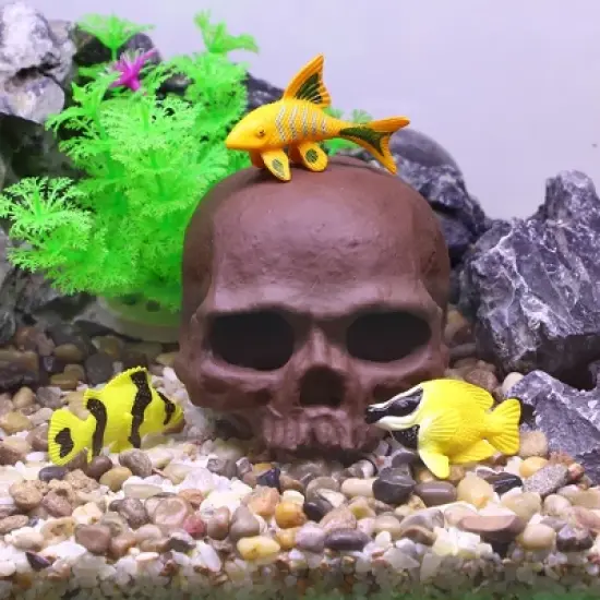 Unique Bargains Resin Aquarium Hideaway Rock Cave Fish Tank Decoration Brown 4.76''x3.62''x3.27'' image {5}